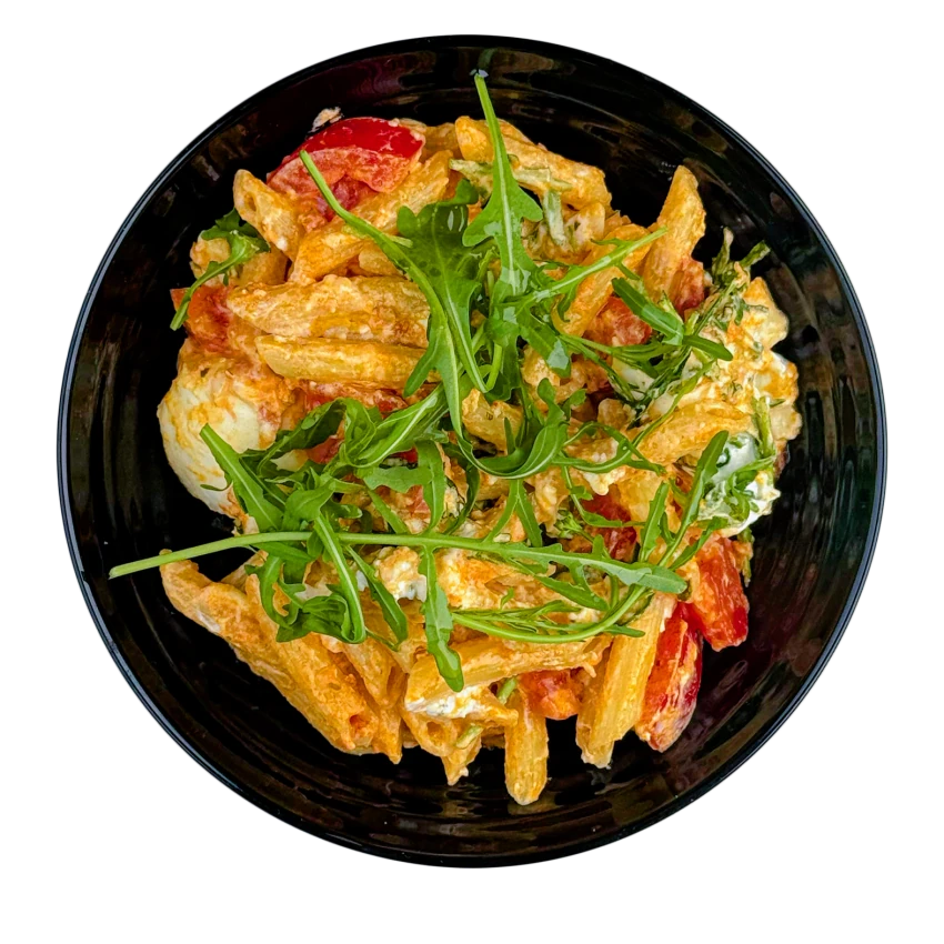 Penne with Red Pesto and Burrata