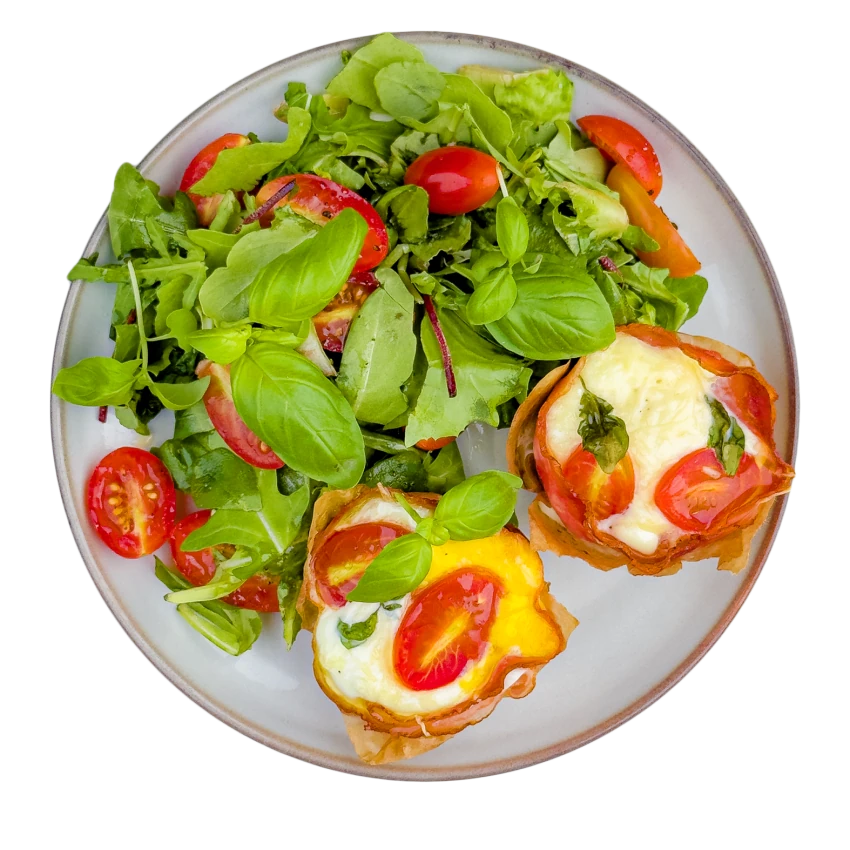 Egg Muffins with Ham and Salad