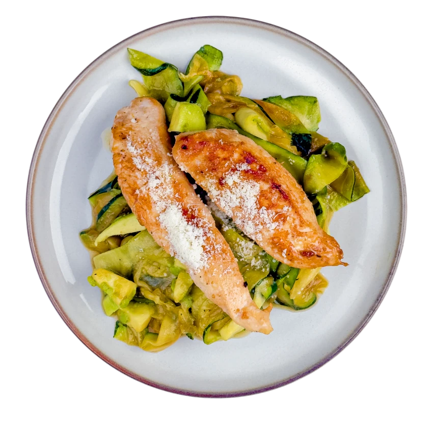 Zucchini Noodles with Chicken Breast and Avocado