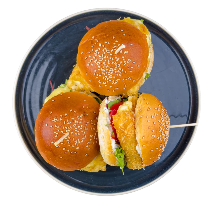 Mini Burgers with Fried Cheese