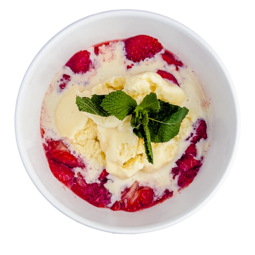 Crushed Strawberries with Ice Cream