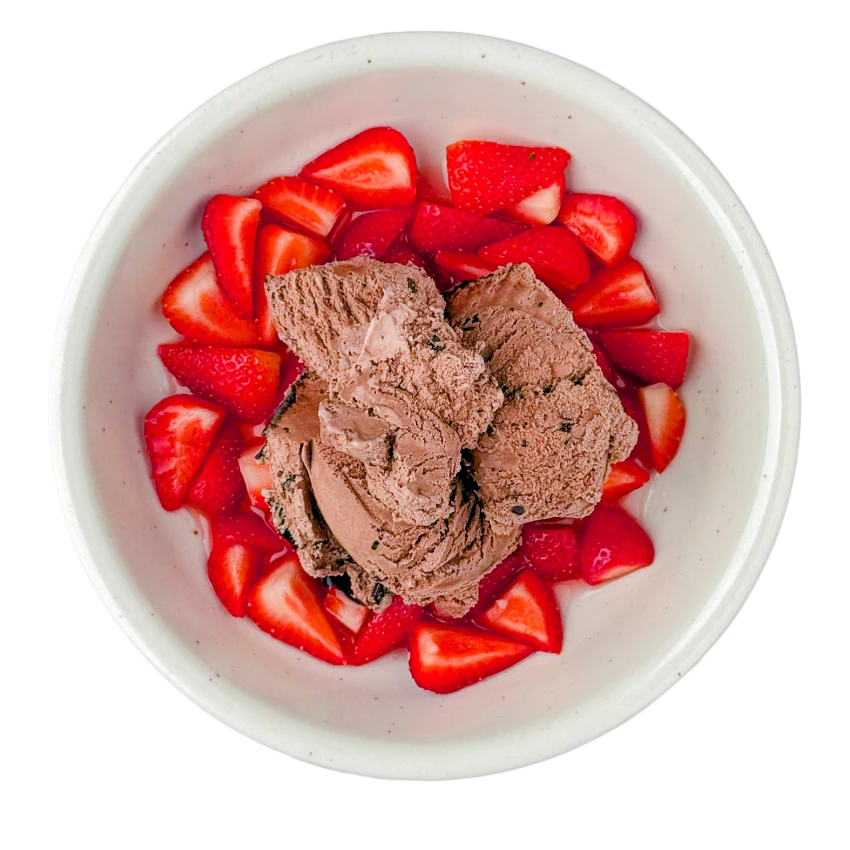 Strawberries with Sugar and Chocolate Ice Cream