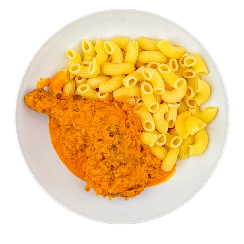 Roasted Chicken Thighs With Paprika Sauce And Elbow Macaroni