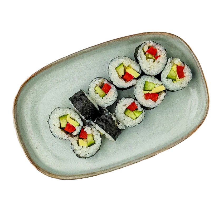 Sushi Maki with Avocado, Cucumber and Bell Pepper