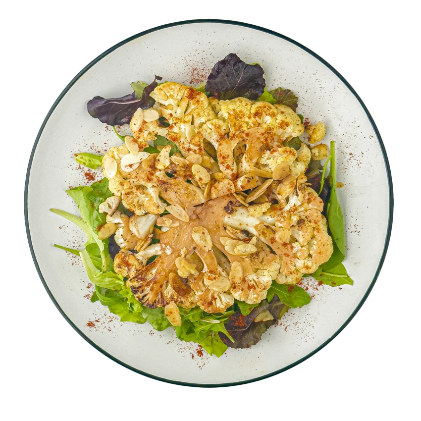 Cauliflower Steak with Vinaigrette and Salad