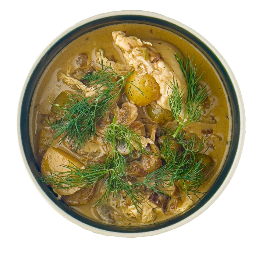 Dill Soup With Poached Egg