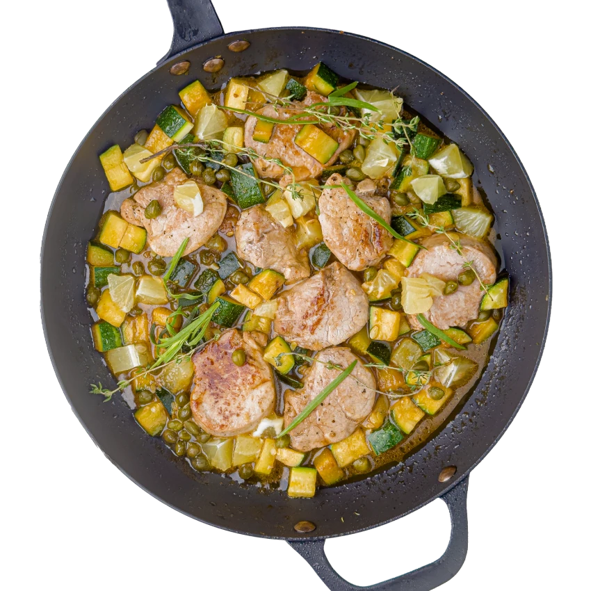 Roast Pork Medallions With Zucchini And Lemon Sauce