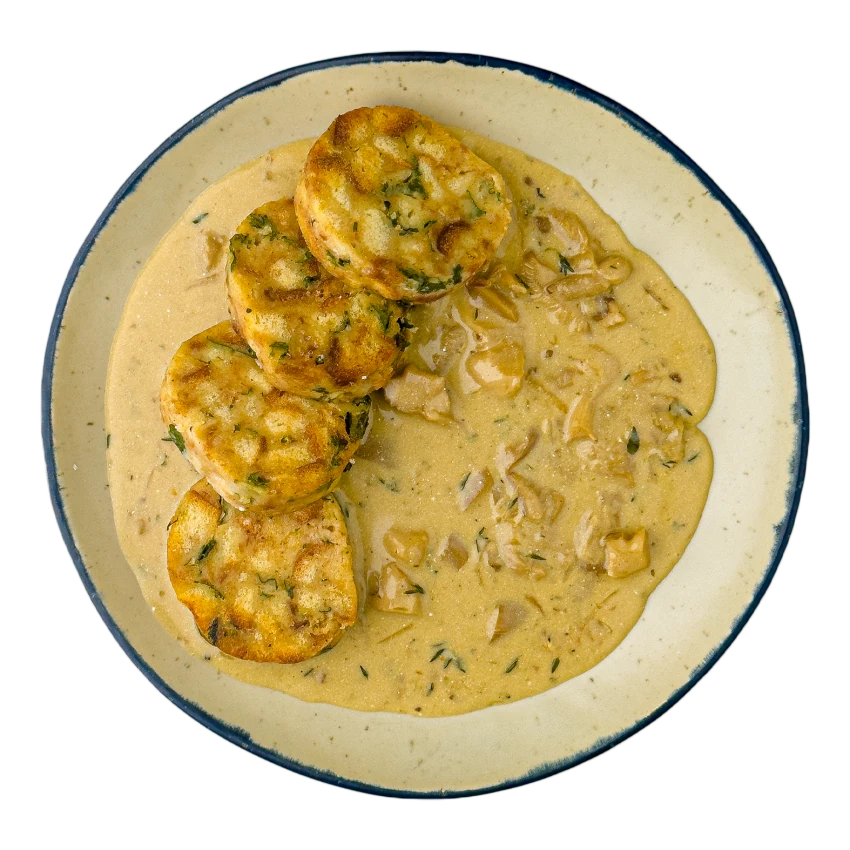 Mushroom Sauce with Oyster Mushrooms, Karlovy Vary Dumpling