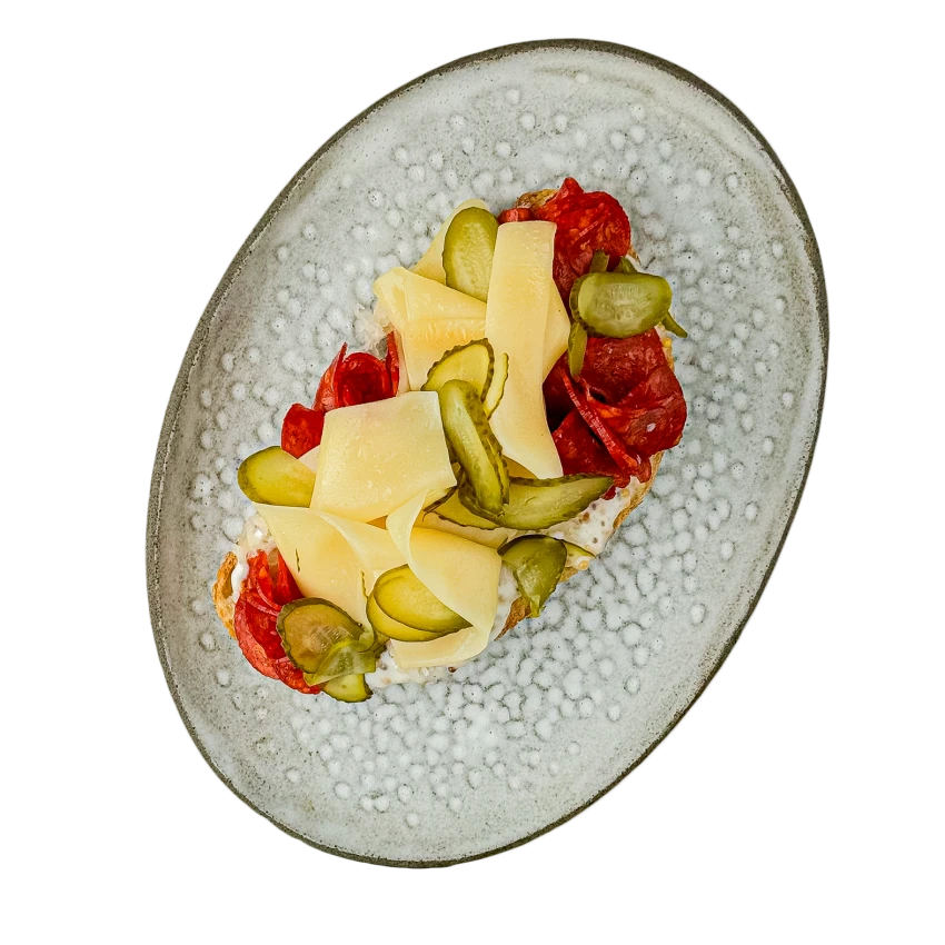 Sandwich with Sauerkraut, Salami and Mustard Mayonnaise