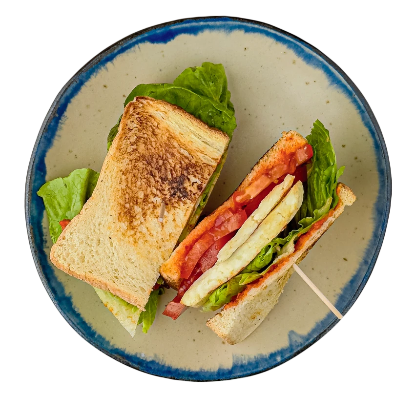 Sandwich with Halloumi Cheese, Roasted Pepper Salsa and Tomatoes