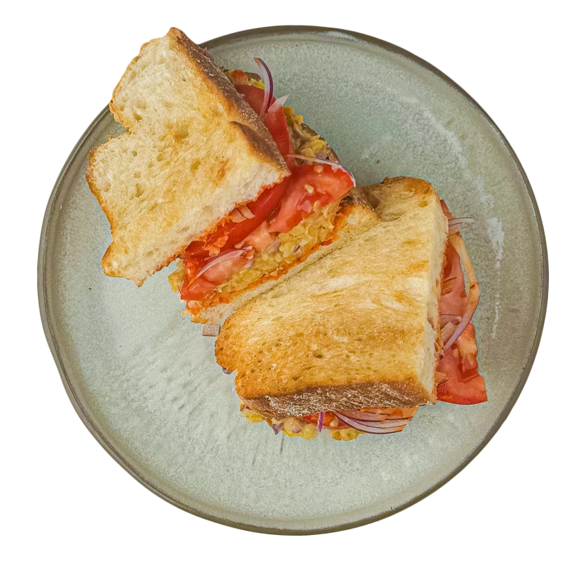 Sandwich with Chickpeas, Tomatoes and Pepper Salsa