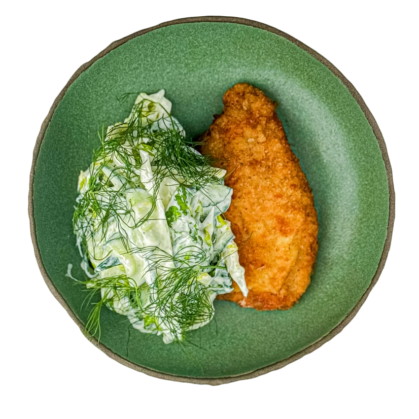 Pork Schnitzel with Cucumber Salad