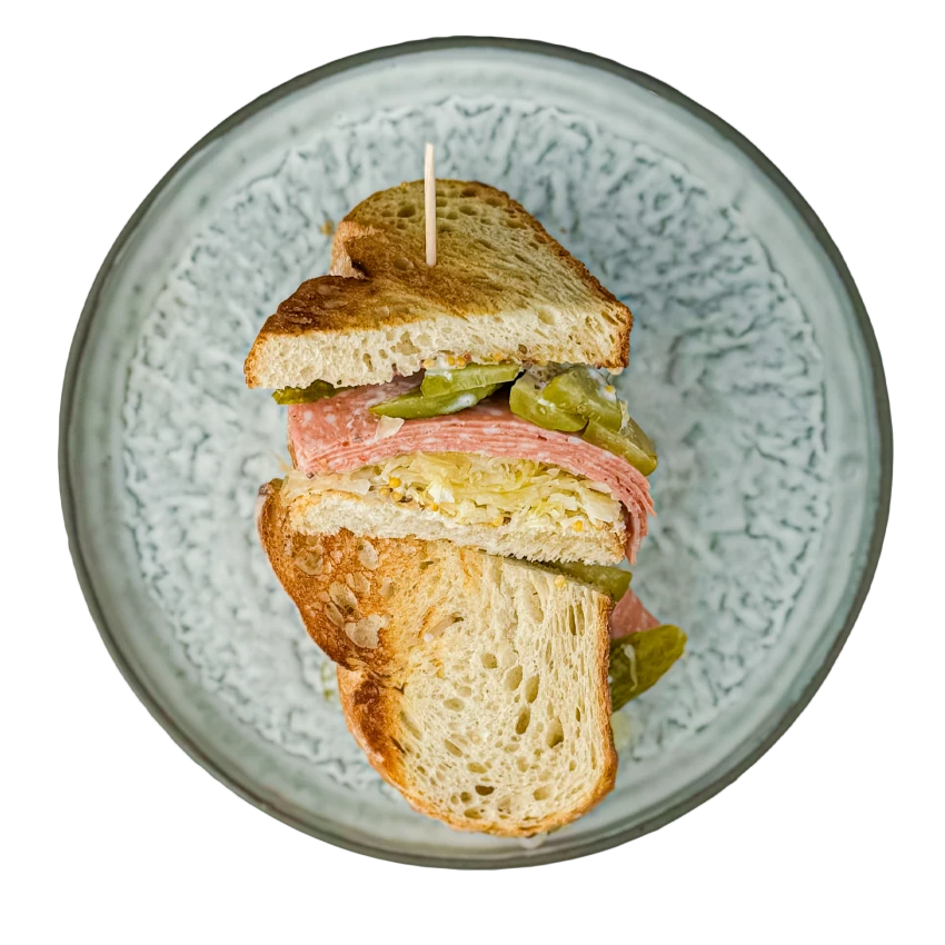 Sandwich with Sauerkraut and Salami