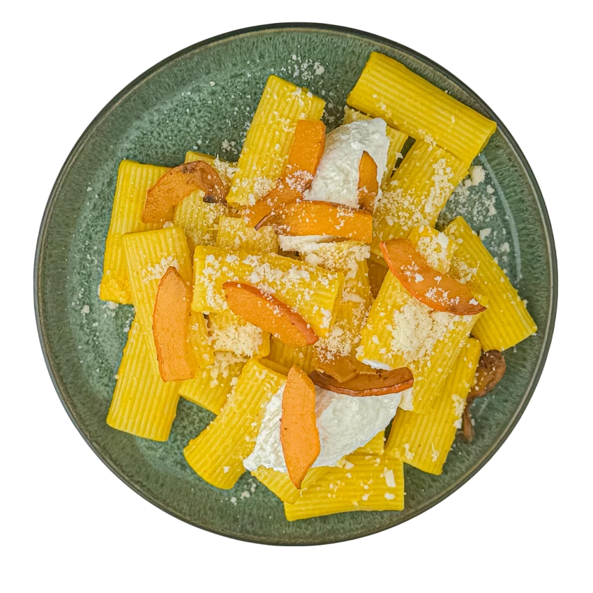 Kürbis-Rigatoni mit Parmesan und Ricotta