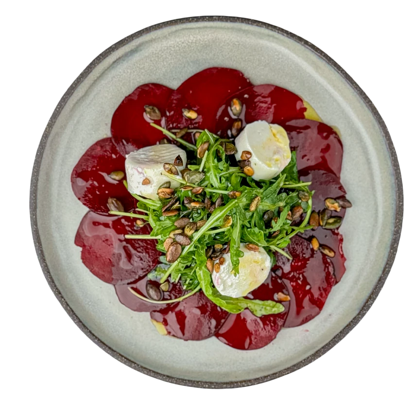 Beet Carpaccio with Arugula and Goat Cheese