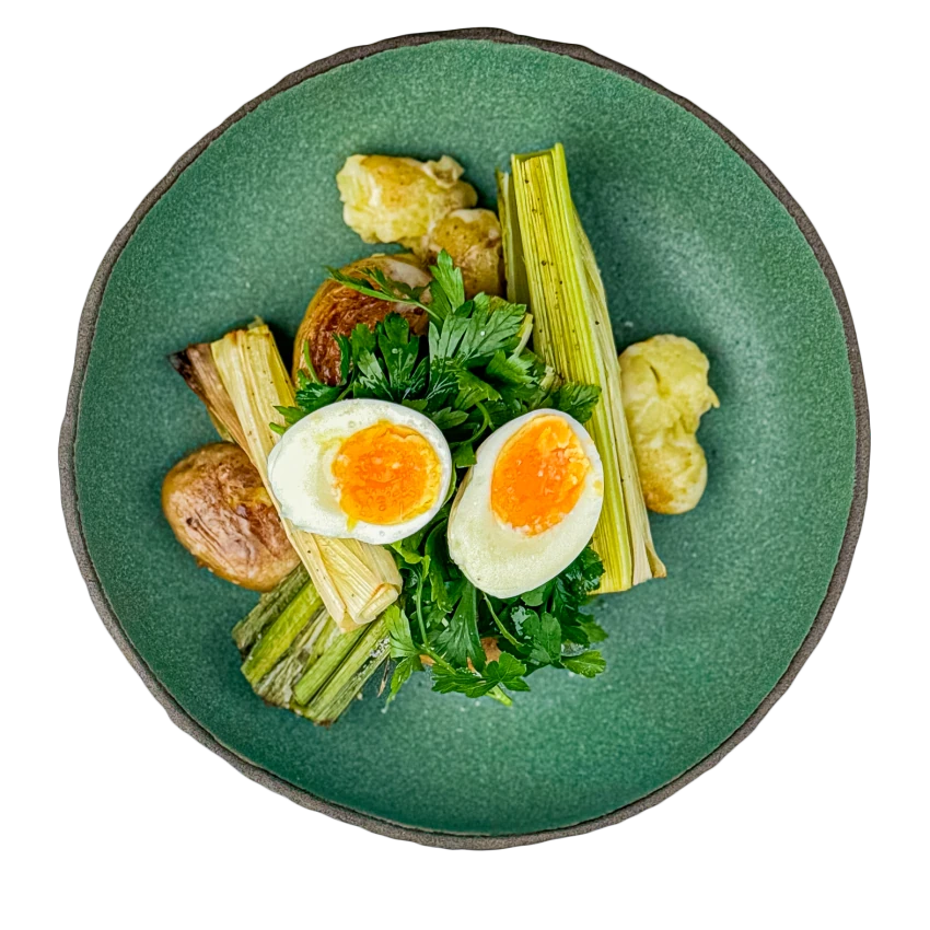 Roasted Leek with Potatoes and Egg