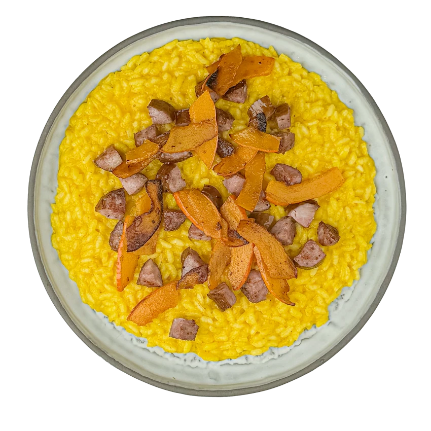 Kürbisrisotto mit Wurst