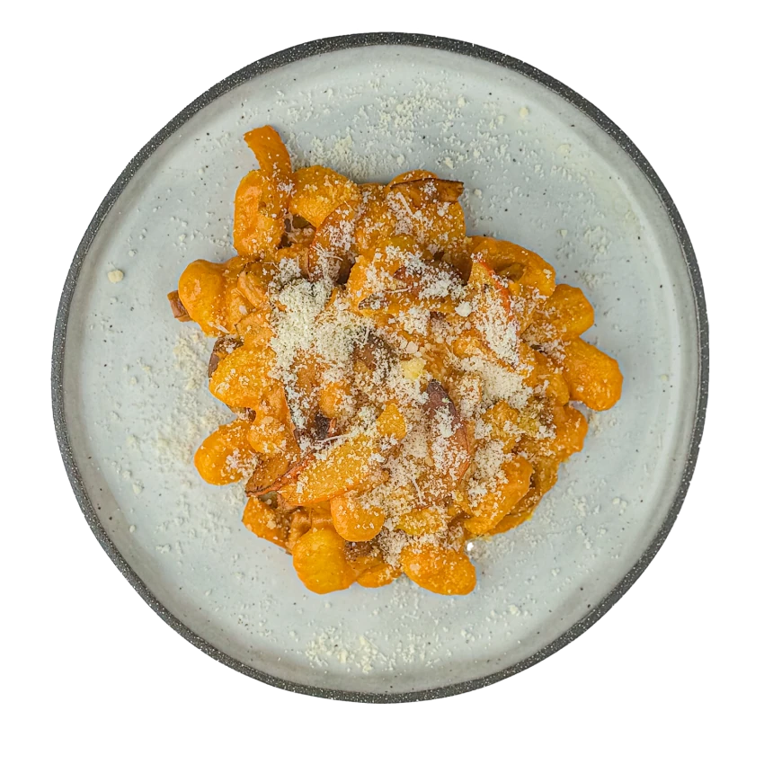 Kürbis-Gnocchi mit Wurst