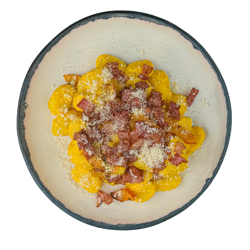 Kürbis-Gnocchi mit Speck