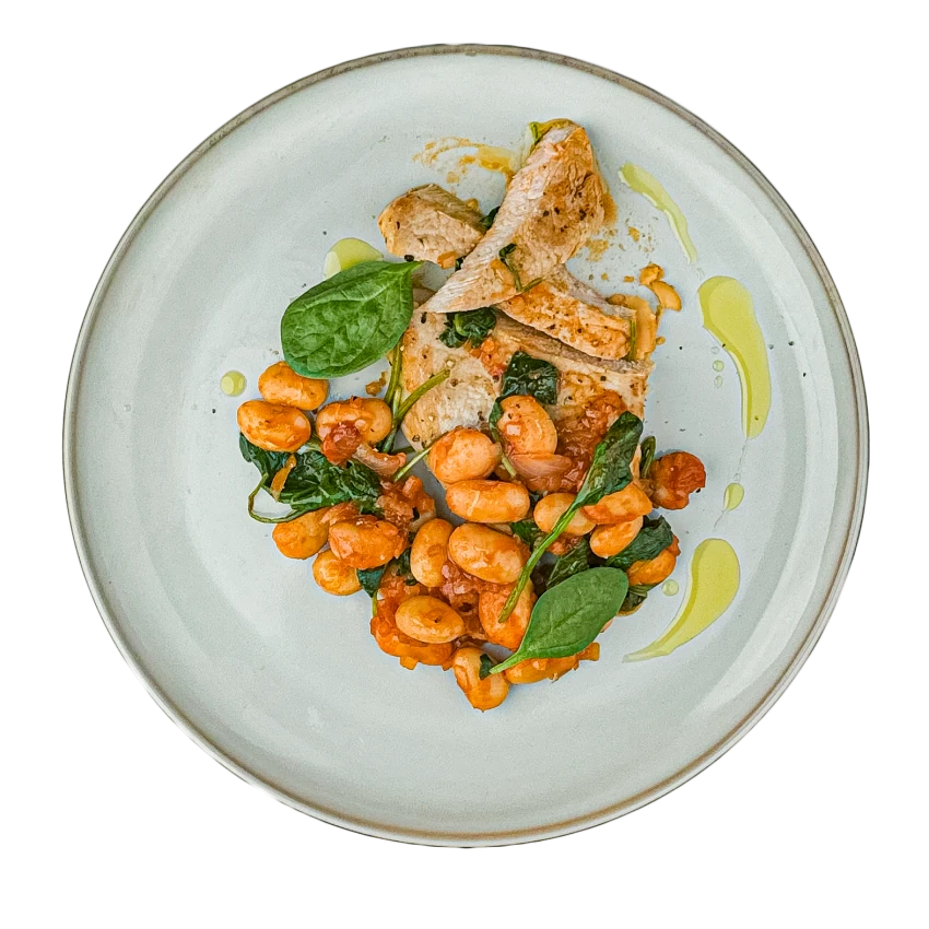 Schweinebraten mit Butterbohnenragout