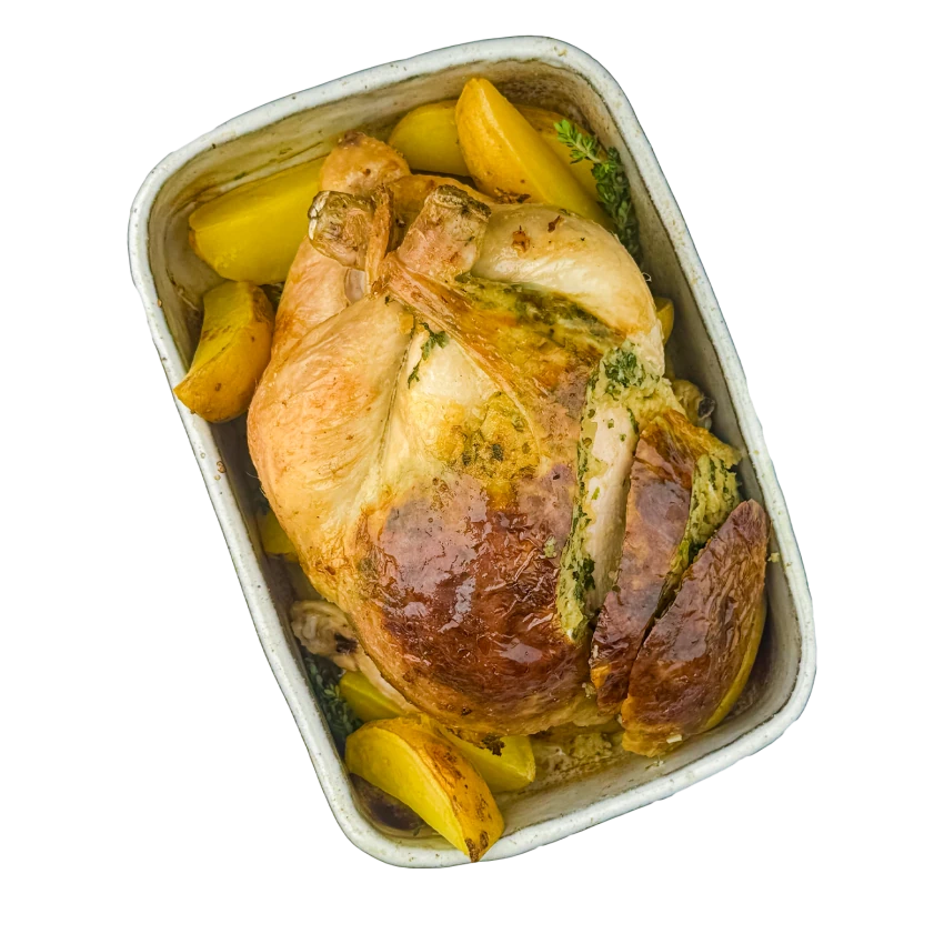 Gefülltes Osterhähnchen mit Kartoffeln