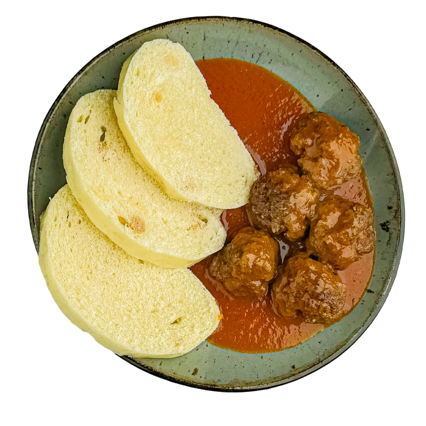 Rajská s masovými koulemi a houskovým knedlíkem