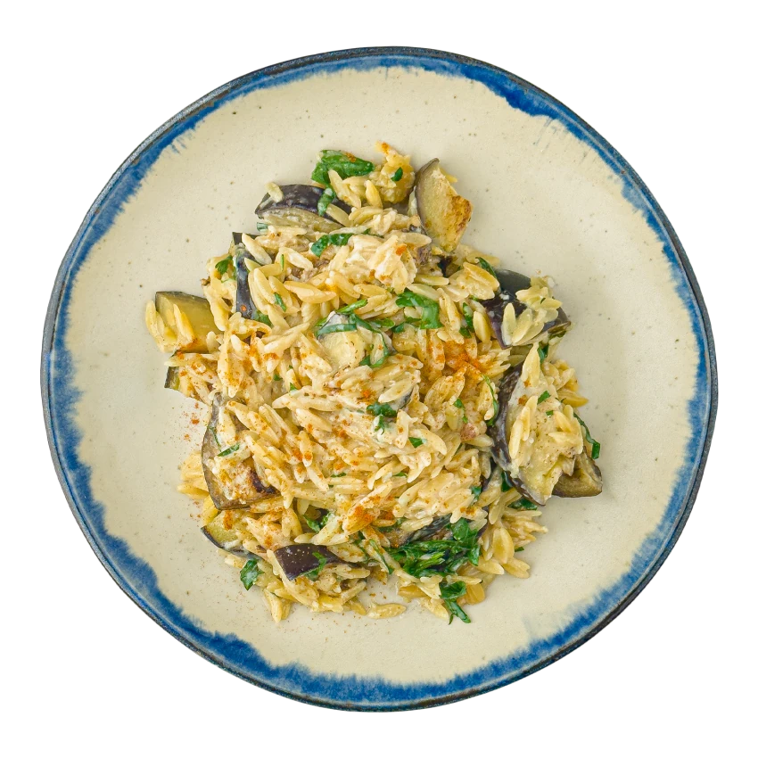 Roasted Eggplant with Pasta and Tahini