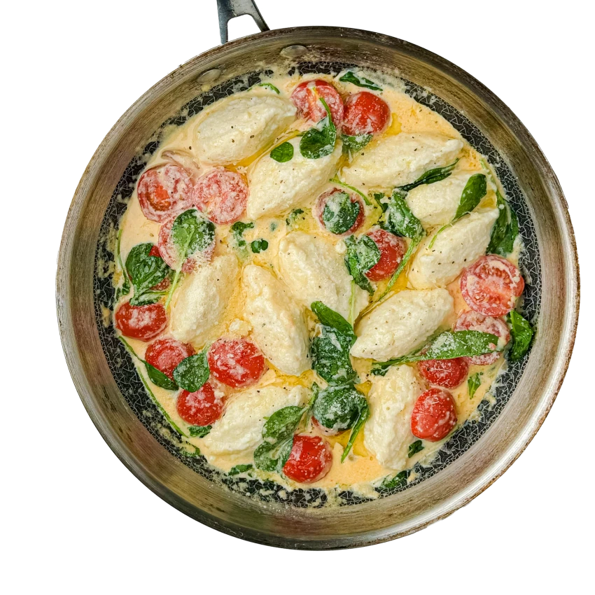Gnudi in cremiger Sauce mit Cherrytomaten