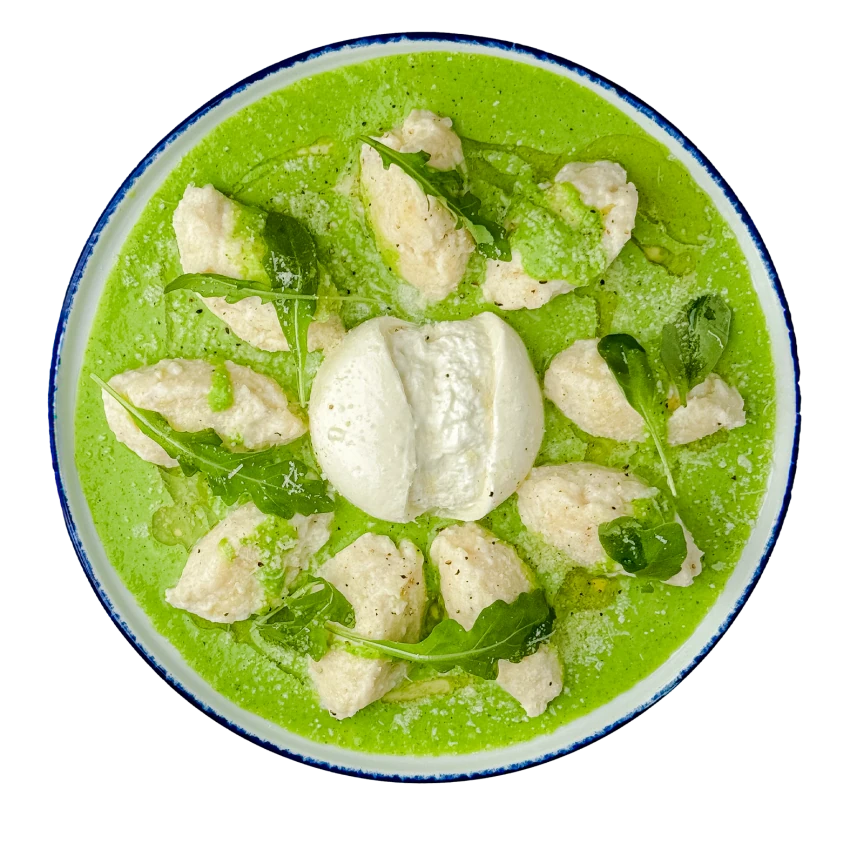 Gnudi with Peas and Burrata
