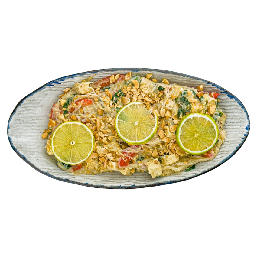 Vegan Green Curry with Rice Noodles and Tofu