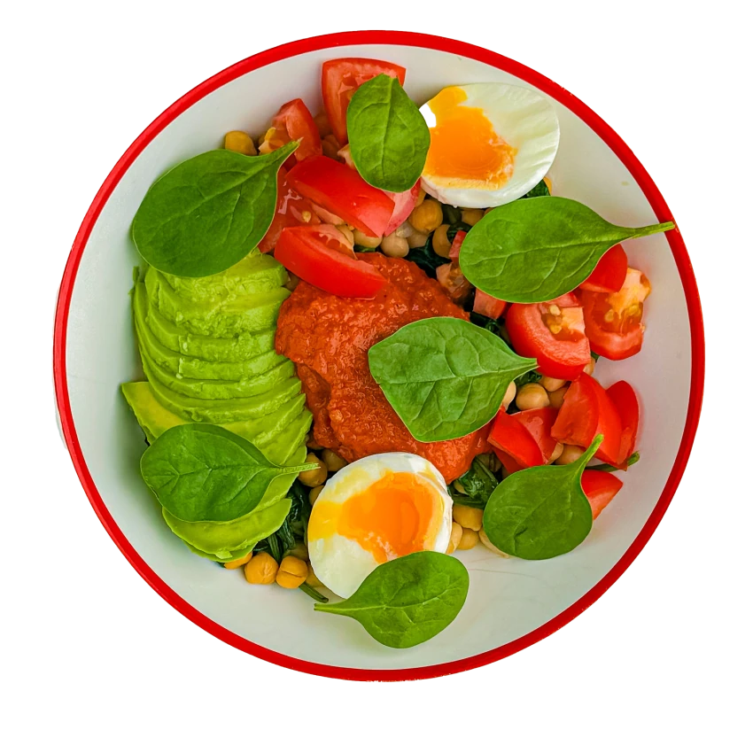 Vegetarische Bowl Mit Ei, Kichererbsen Und Avocado