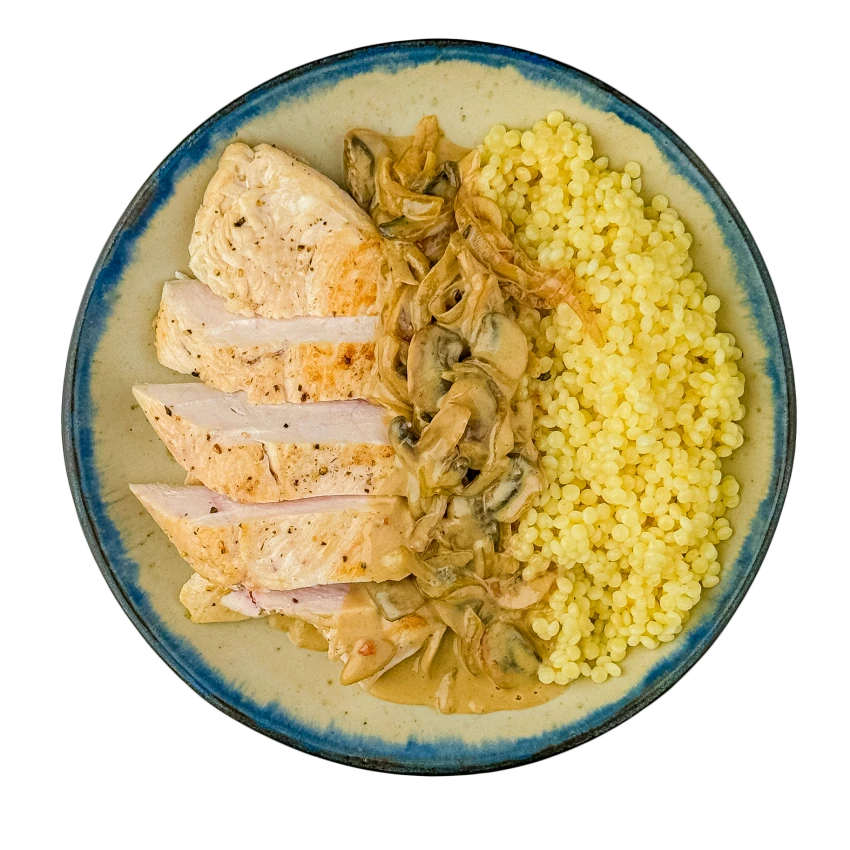 Hähnchenbrust mit Pilzsauce und Nudeln