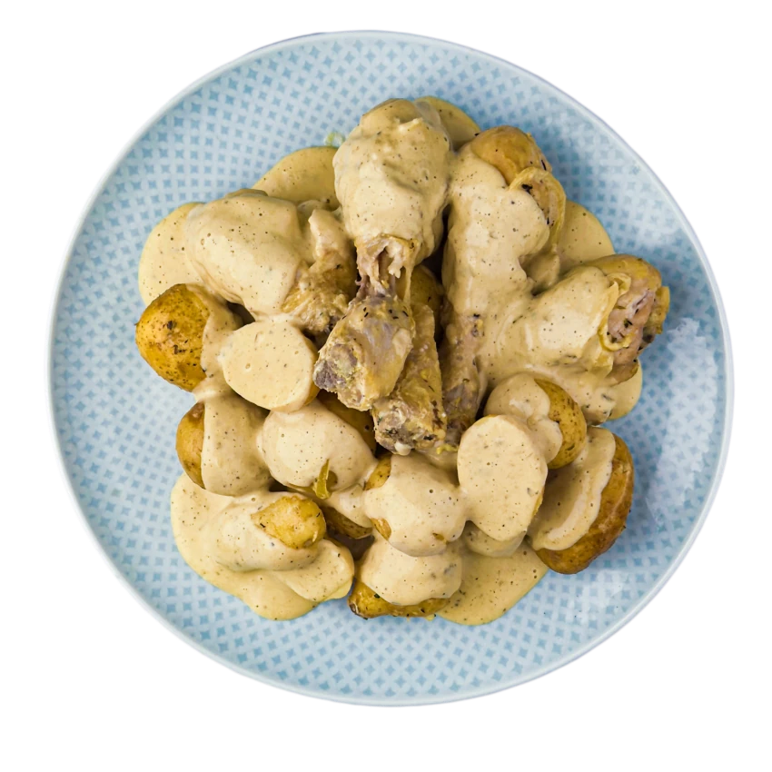 Chicken Drumsticks with Mustard and Potatoes