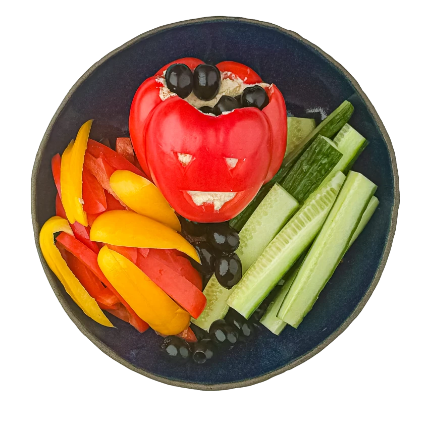 Halloween Bell Pepper with Hummus