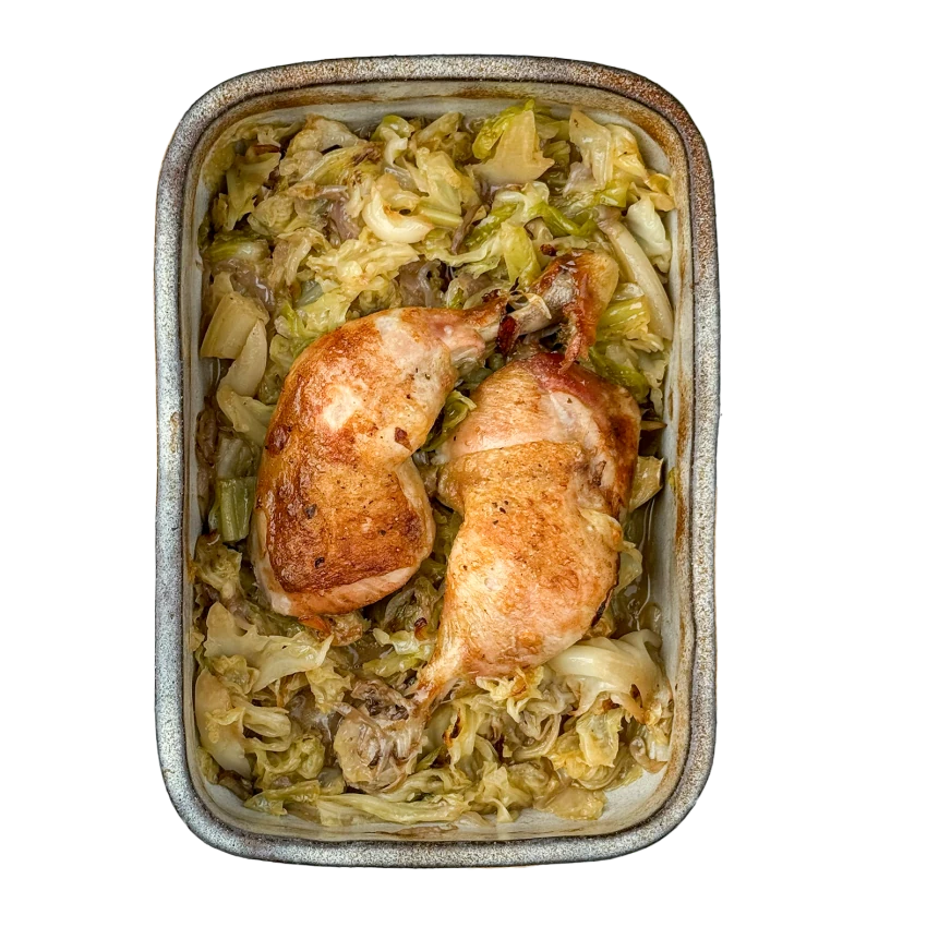 Roasted Chicken Thigh With Caramelized Cabbage