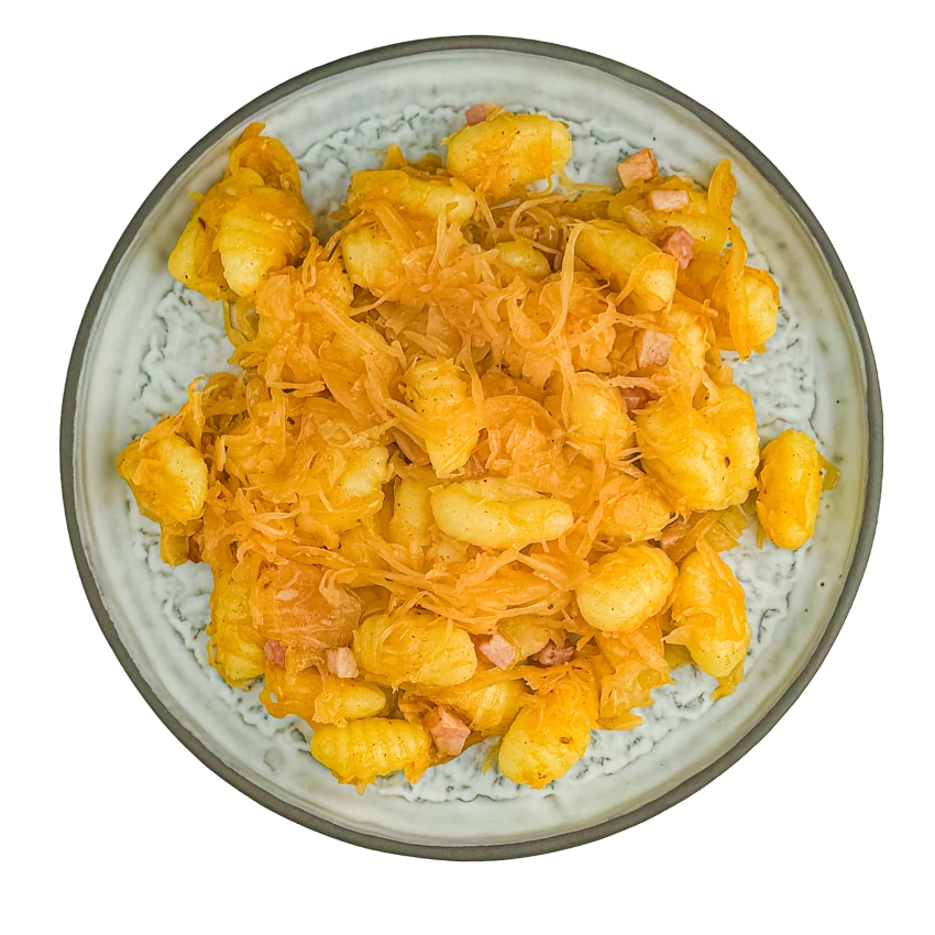 Potato Gnocchi with Sour Cabbage and Bacon