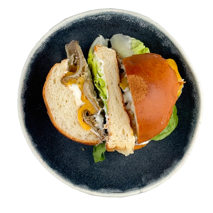 Veggie Burger with Fried Oyster Mushrooms