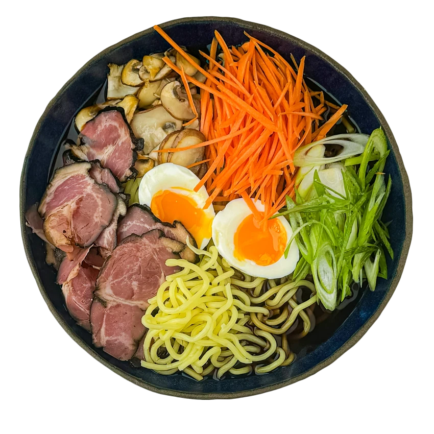 Ramen With Mushrooms, Smoked Pork Collar And Boiled Egg