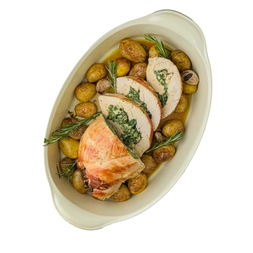 Putenroulade mit Kartoffeln