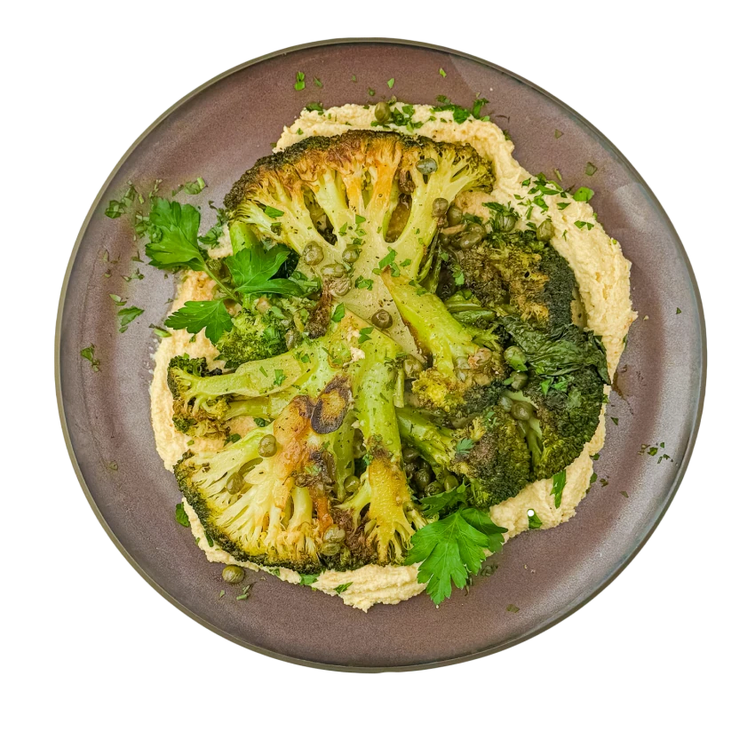 Broccoli Steak with Hummus