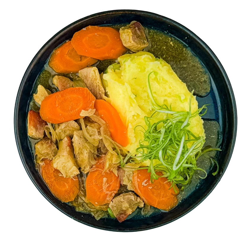 Braised Porked with Carrots and Roughly Mashed Potatoes