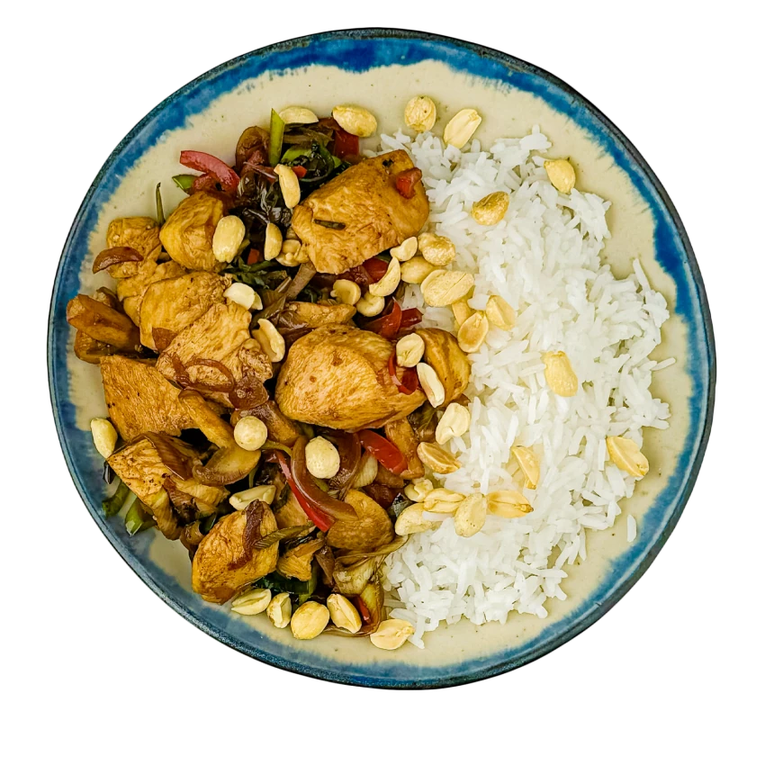 Chicken and Paprika Stir-Fry with Rice