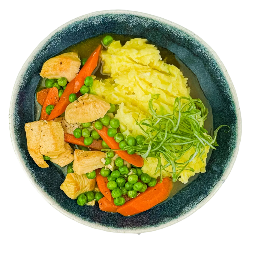 Braised Chicken with Vegetables and Mashed Potatoes