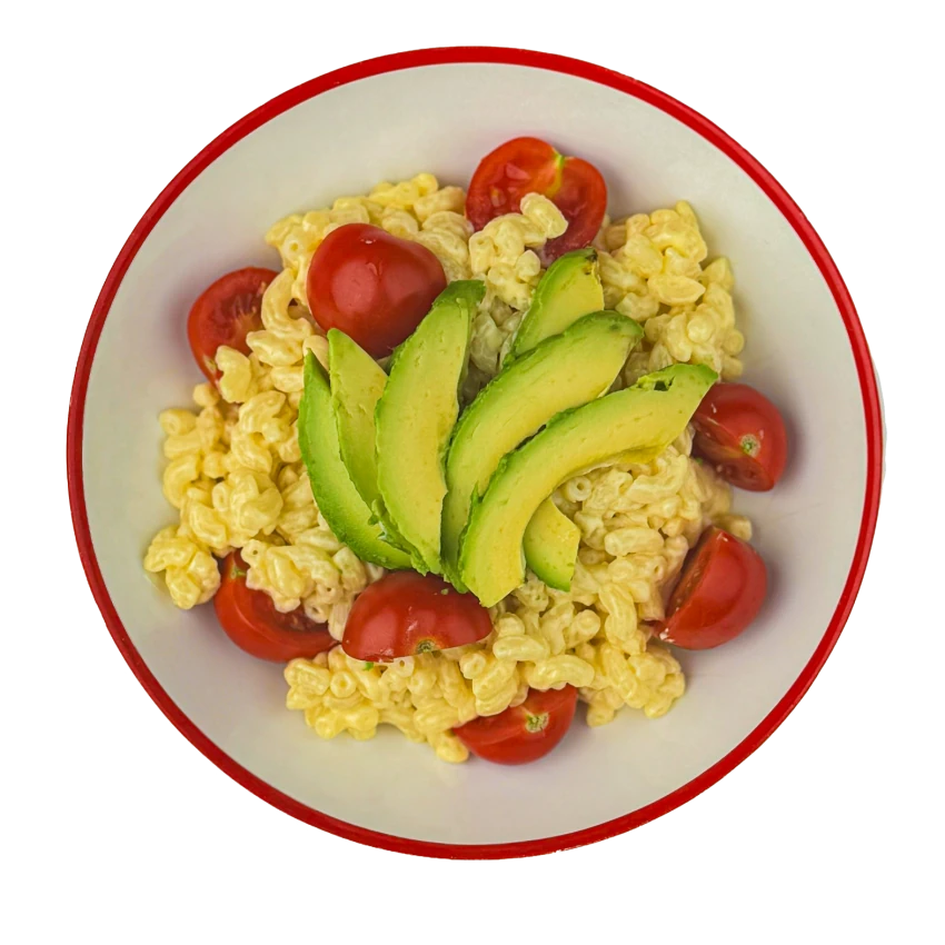 Cheesy Elbow Macaroni With Tomatoes And Avocado