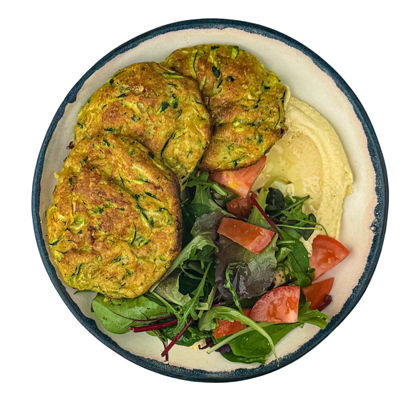 Zucchini Patties with Salad