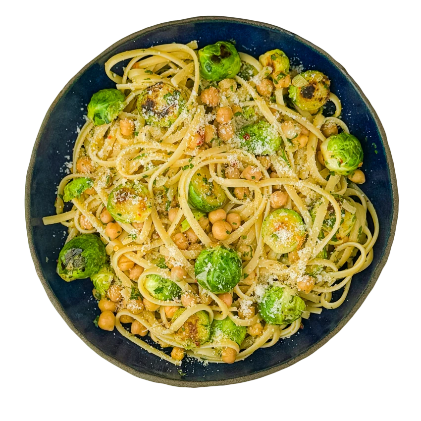 Spaghetti with Brussels Sprouts and Chickpeas