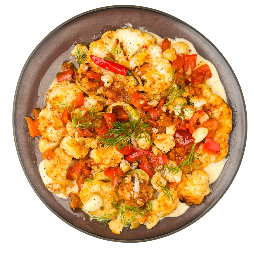 Cauliflower Steak with Sautéed Vegetables