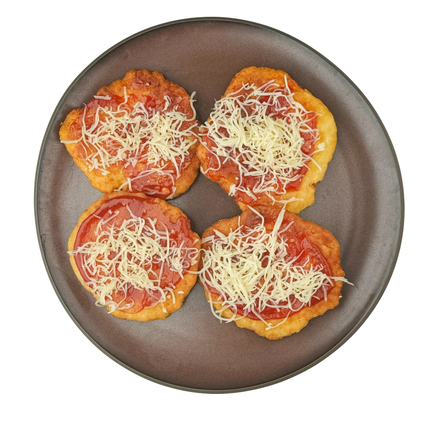 Mini Langos With Ketchup And Cheese