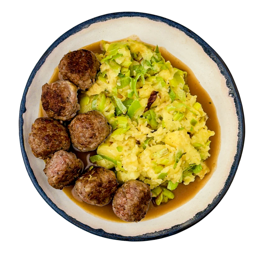 Meatballs with Smashed Potatoes