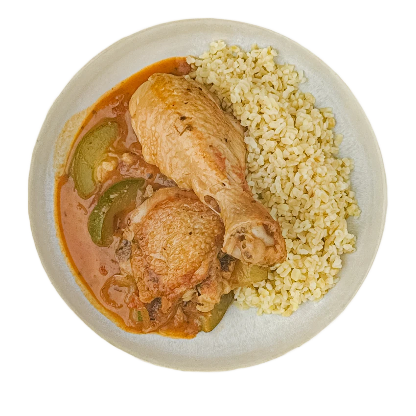 Arab-Style Braised Chicken with Bulgur